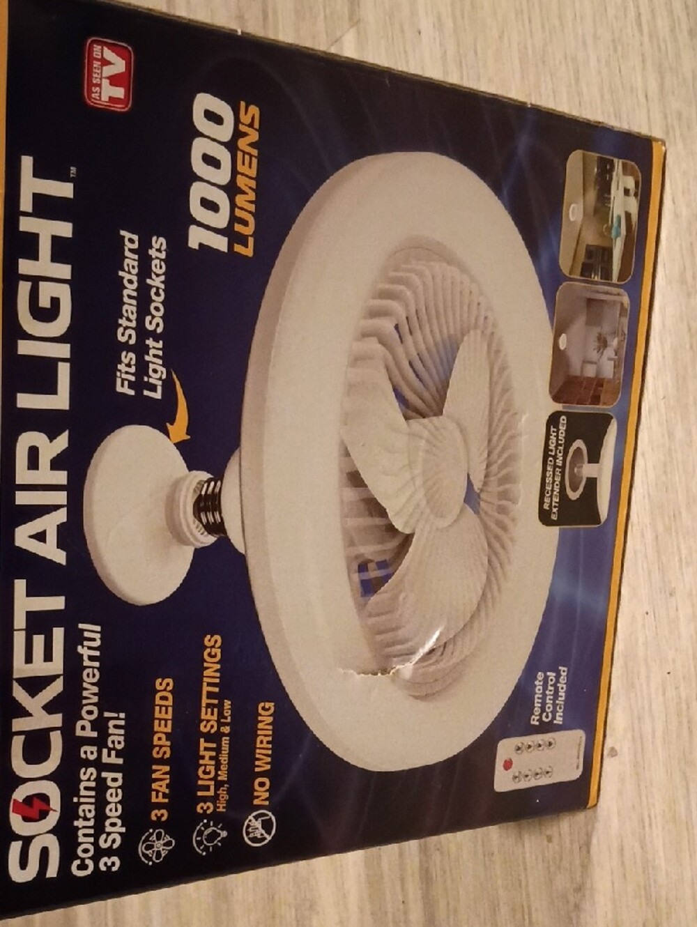 White Socket Air Light with Fan - White - Picture 4 of 6